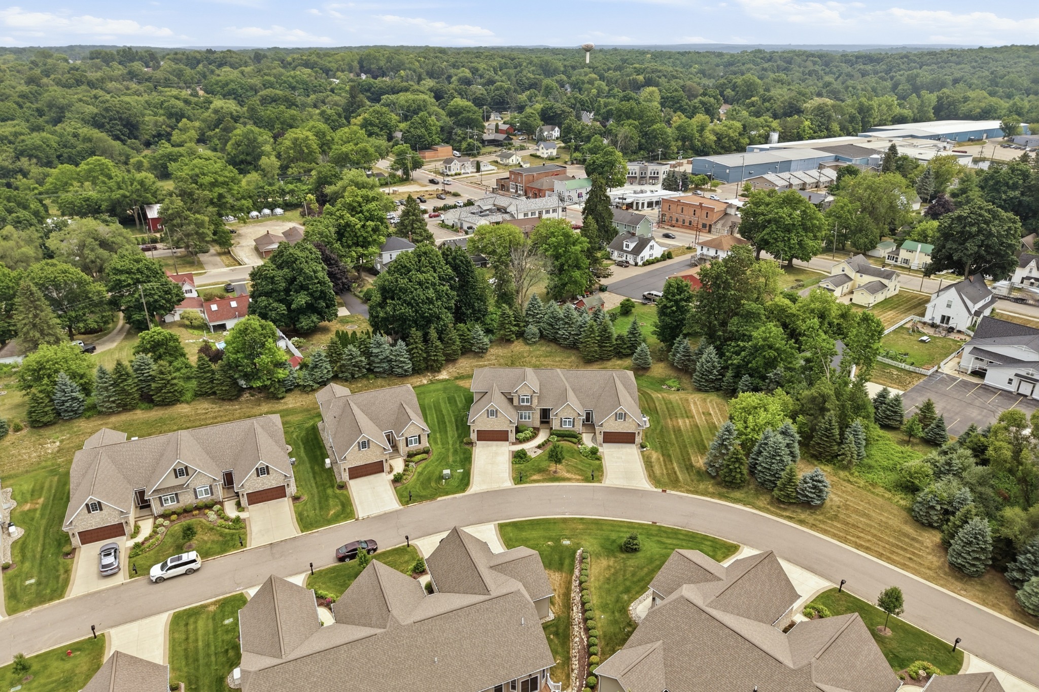Aerial view of Fox Hollow and the Village of Metamora, Michigan