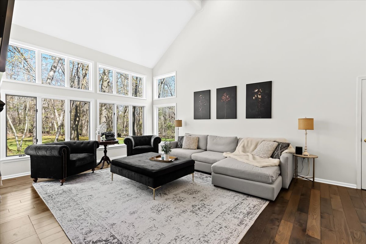 Staged living room prepared for professional real estate photography